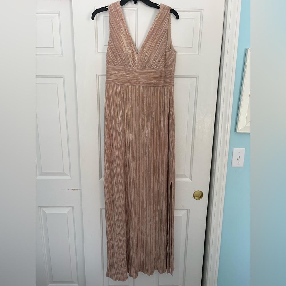 Jessica Howard Pleated Gold Prom Dress